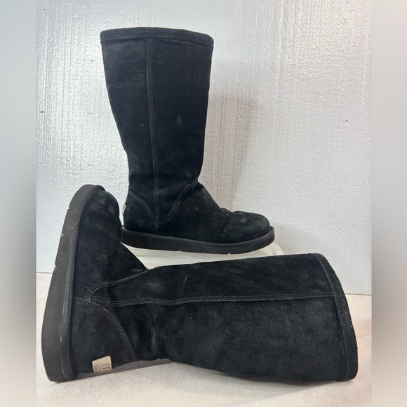 UGG Shoes - UGG 6 Luxurious Velvet Suede Fur Lined Silver Back Buckle Tall Boots